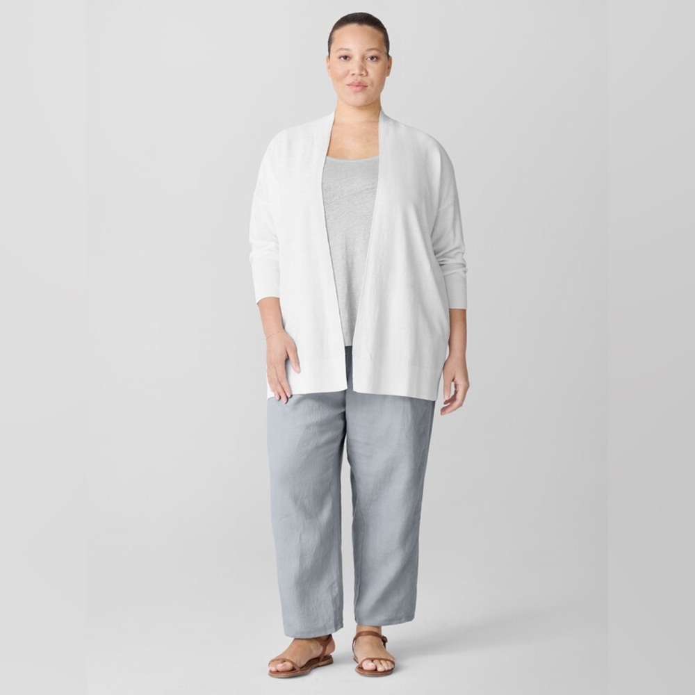 NWT Eileen Fisher Organic Linen Cotton Long Cardigan in White